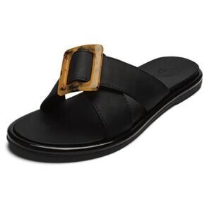 Olukai La‘i Slide Sandals Black with Tortoise Buckle Women’s 8